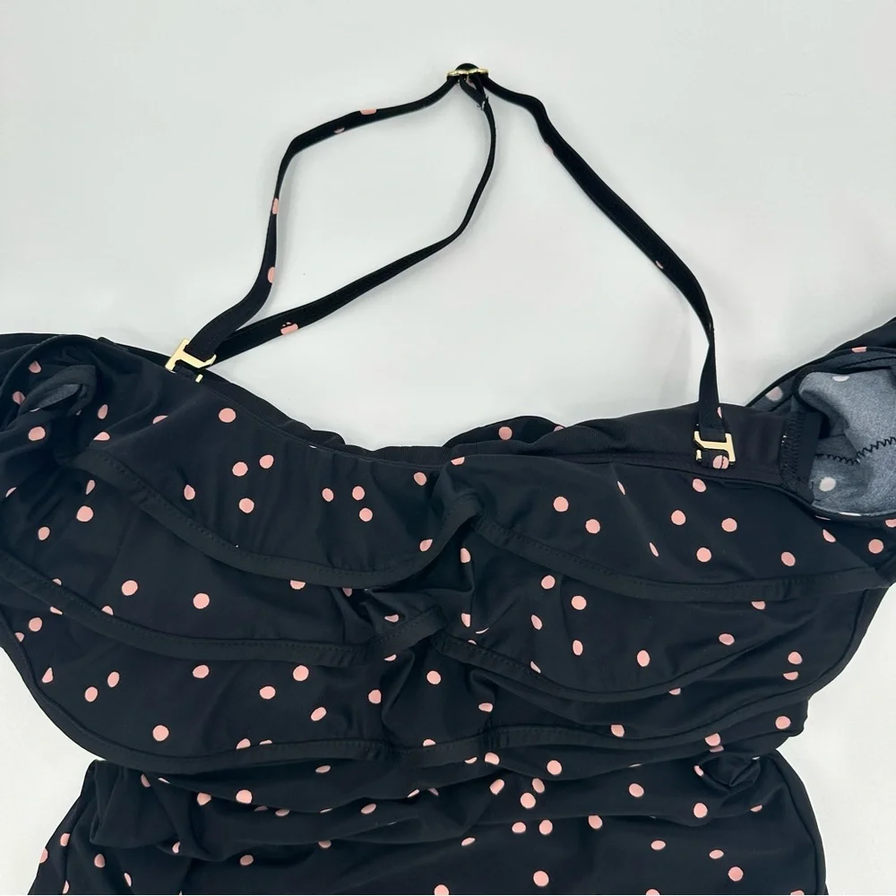 Kate Spade Polka Dot One-Piece Swimsuit With‎ Ruffle Off-Shoulder Design Size XS